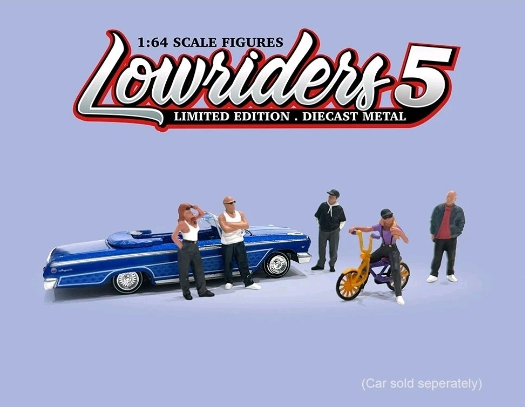 “LOWRIDERS #5” 6 PIECE DIECAST FIGURES SET 1/64 SCALE BY AMERICAN DIORAMA 2427