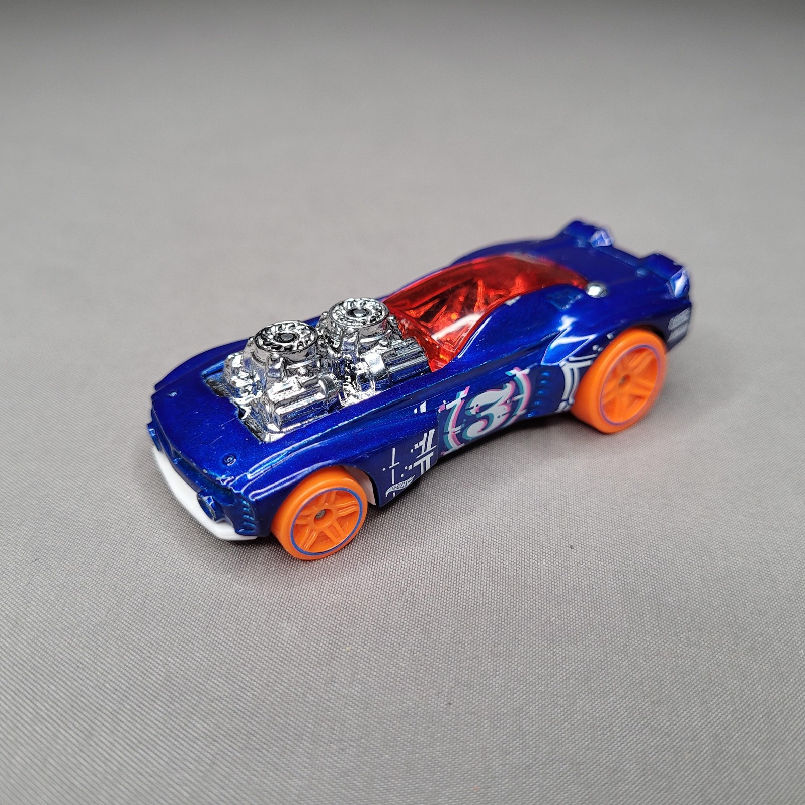 2018Hot Wheels Rodger Dodger 2.0 Blue Diecast Car Orange Wheels Racer #3 Loose