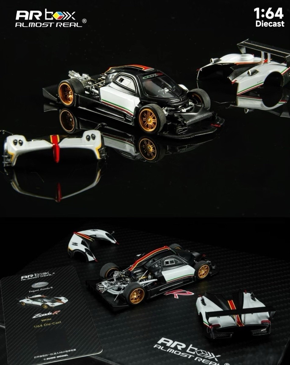 AR Box Pagani Zonda R White 1/64 Diecast Model Car