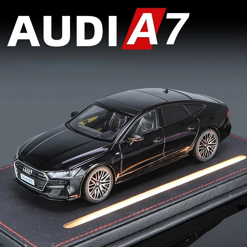 1:24 Audi A7 2024 Diecast Car Model Wheel Steering Sound and Light Kids Toy Gift