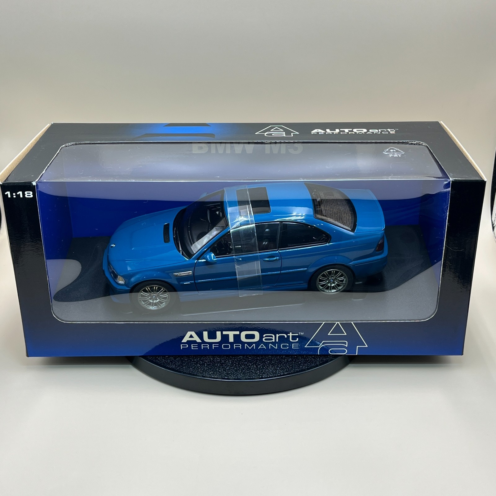 AUTOart 1/18 BMW M3 Coupe 2001 Laguna Seca Blue 70544 old diecast model