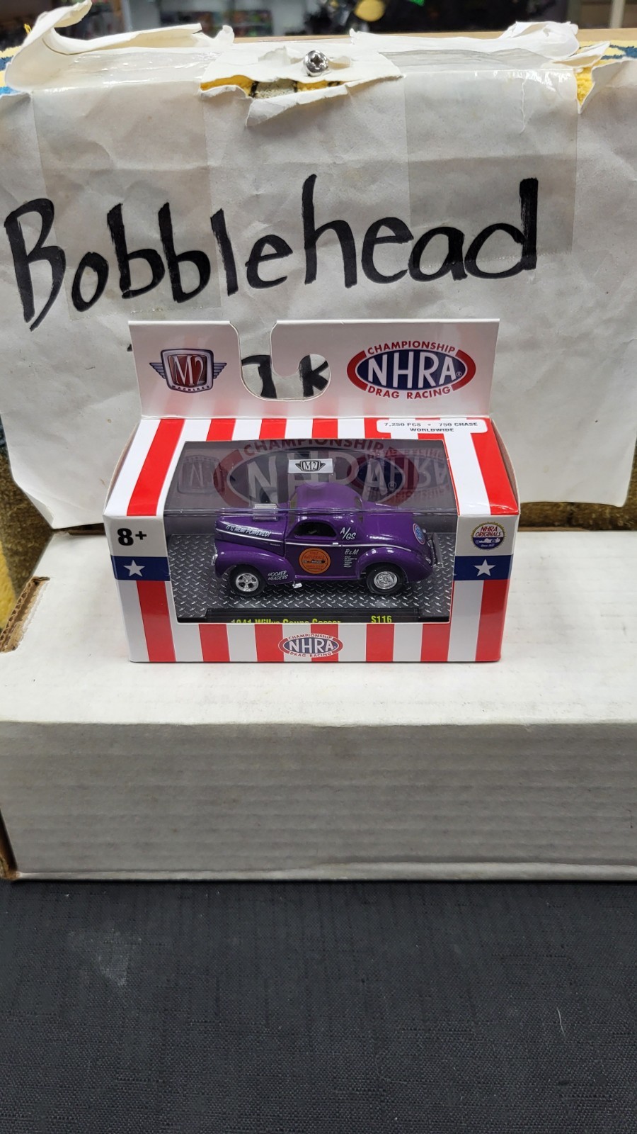 NIB 2023 1941 WILLYS COUPE GASSER PURPLE NHRA M2 MACHINES 1/64 TOY #S116 22-12