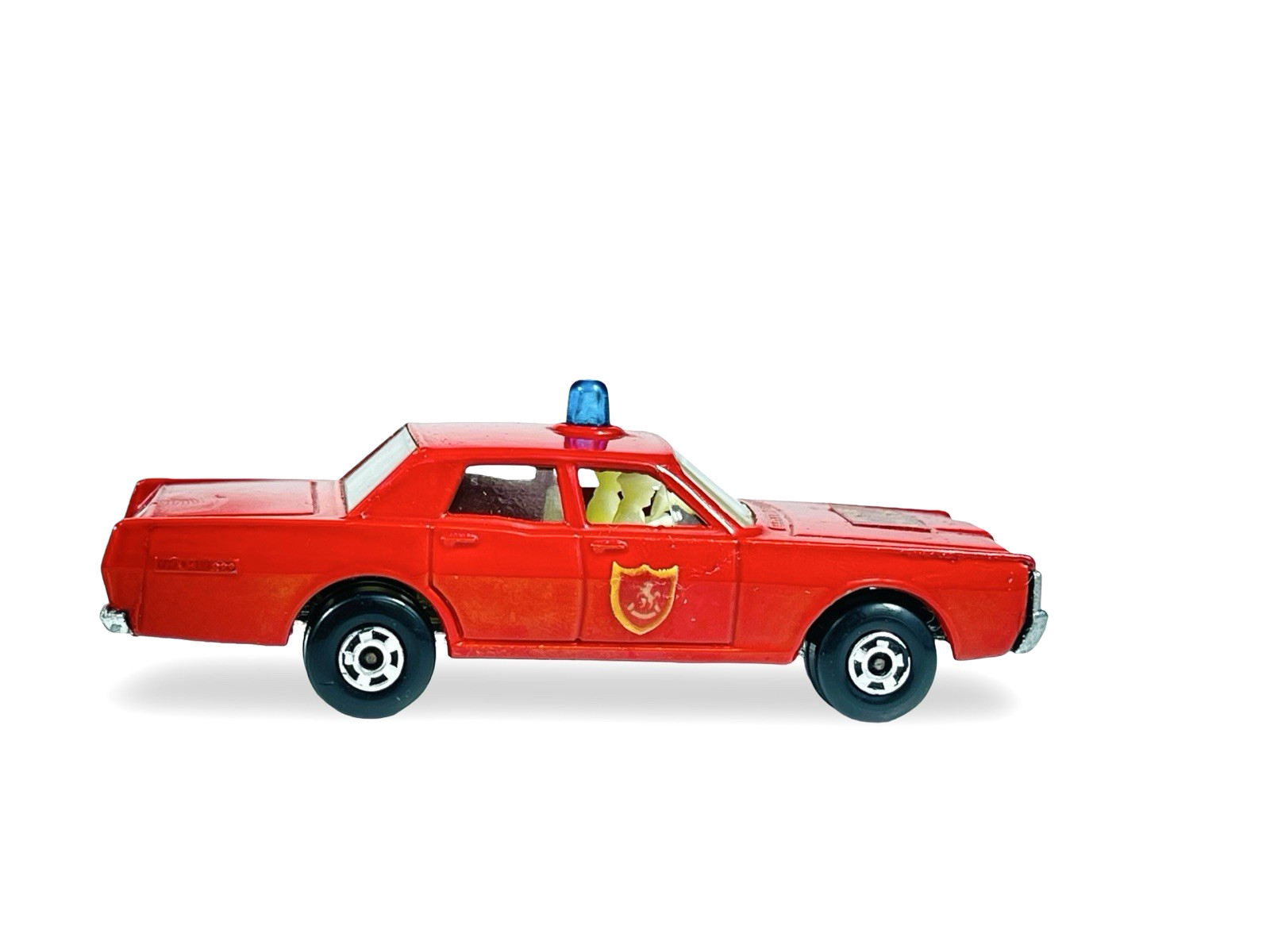 Matchbox Lesney Superfast MB55 Red Mercury Fire Chief Car w/Blue Dome Light