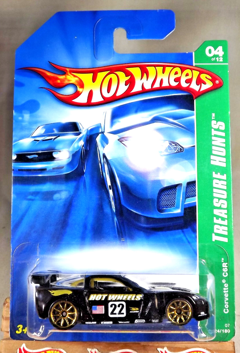 2007 Hot Wheels #124 Treasure Hunts 4/12 CORVETTE C6R Black w/Gold 10 Spokes