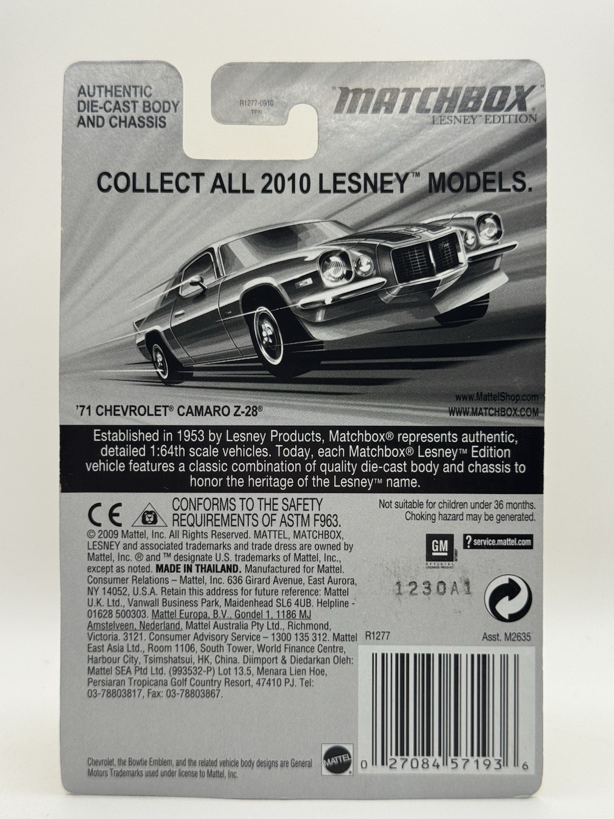 Matchbox Lensey Edition ’71 Chevrolet Camaro Z-28 – 1:64 Diecast Car