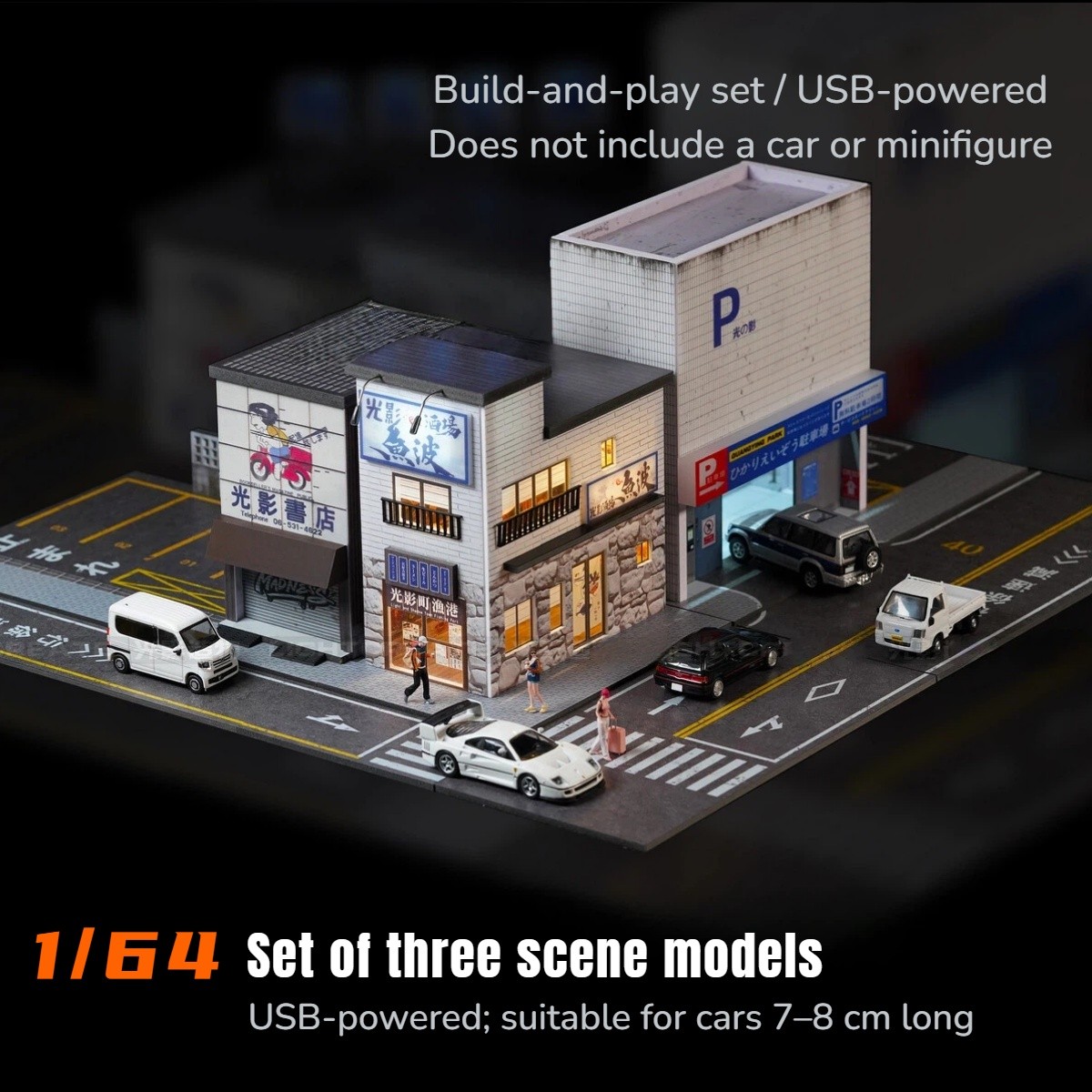 Diorama 1/64 Diecast Car Garage W/LED Parking Lot Factory Scene Display Model US