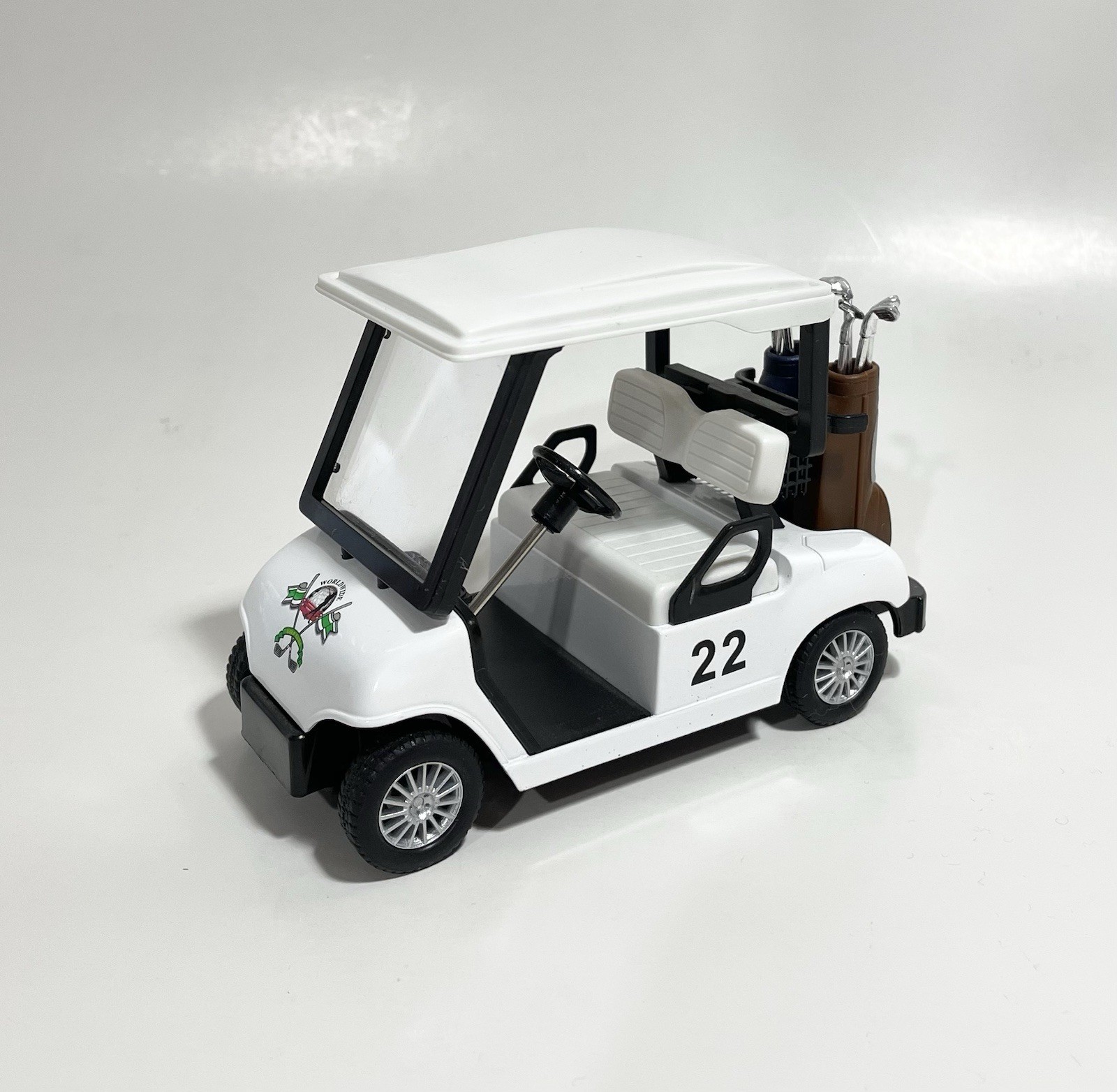 Kinsfun White Golf Cart 4.5” Die Cast Metal Model Pullback Action