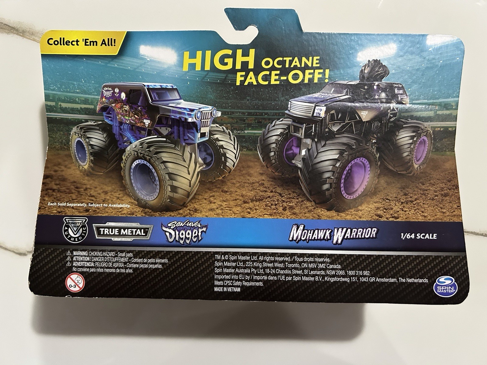 New 2019 Spin Master Monster Jam 2-Pack Higher Education & Bounty Hunter 1/64