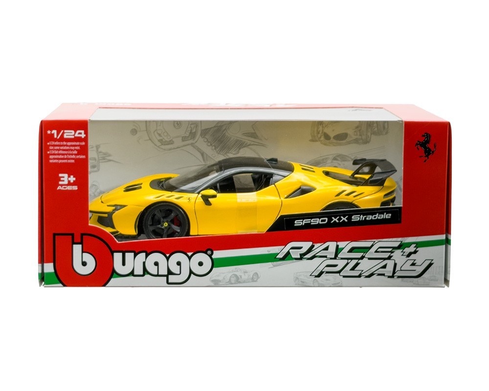 Ferrari SF90 XX Stradale – Yellow Diecast 1:24 Scale Model – Bburago 26032YLW