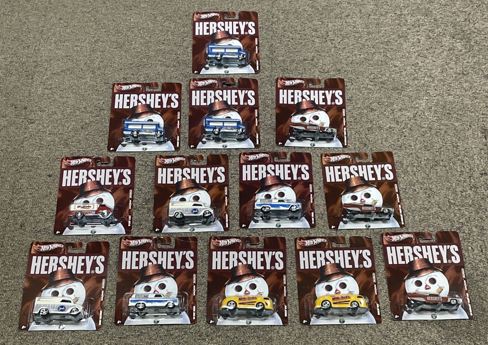 Lot of 13 Hot Wheels 3 Hershey’s 2 mini 2 York 2 Milk Dud 3 Almond Joy 1 Mounds