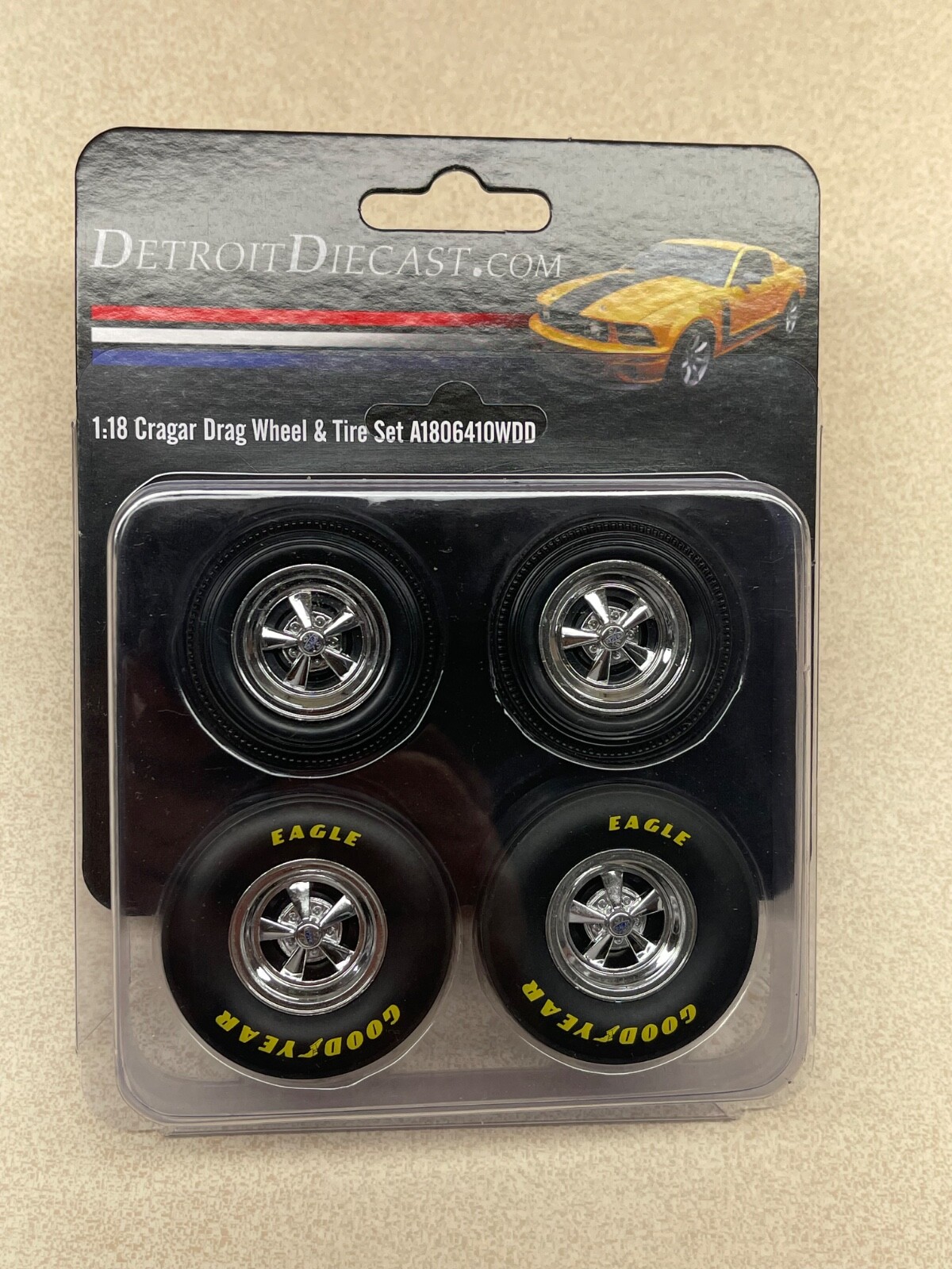 1/18 ACME CRAGAR DRAG WHEELS AND TIRE SET A1806410WDD DETROIT DIECAST EXCLUSIVE