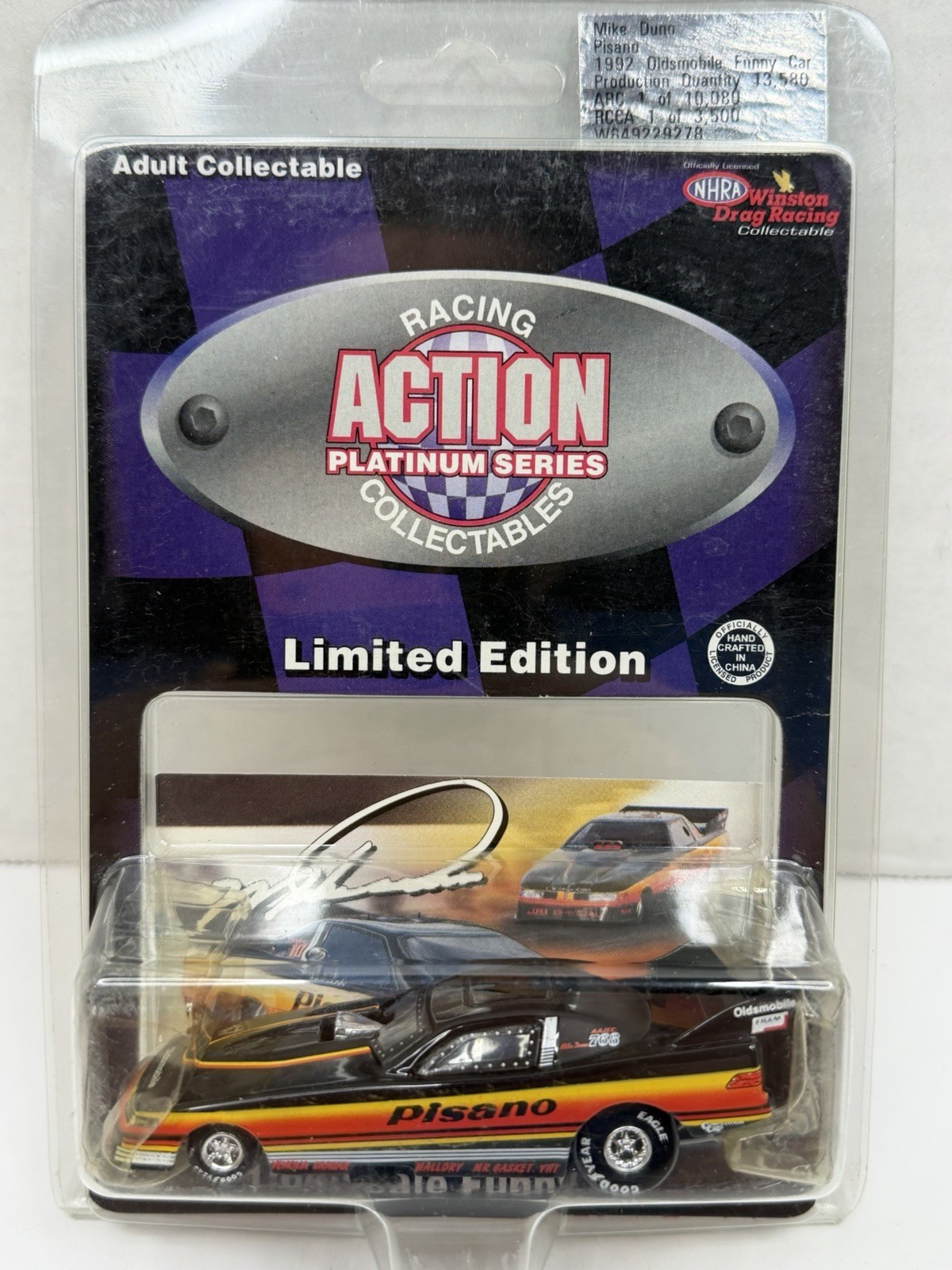 Action Racing Mike Dunn Pisano 1992 Oldsmobile Funny Car Winston Racing Fram