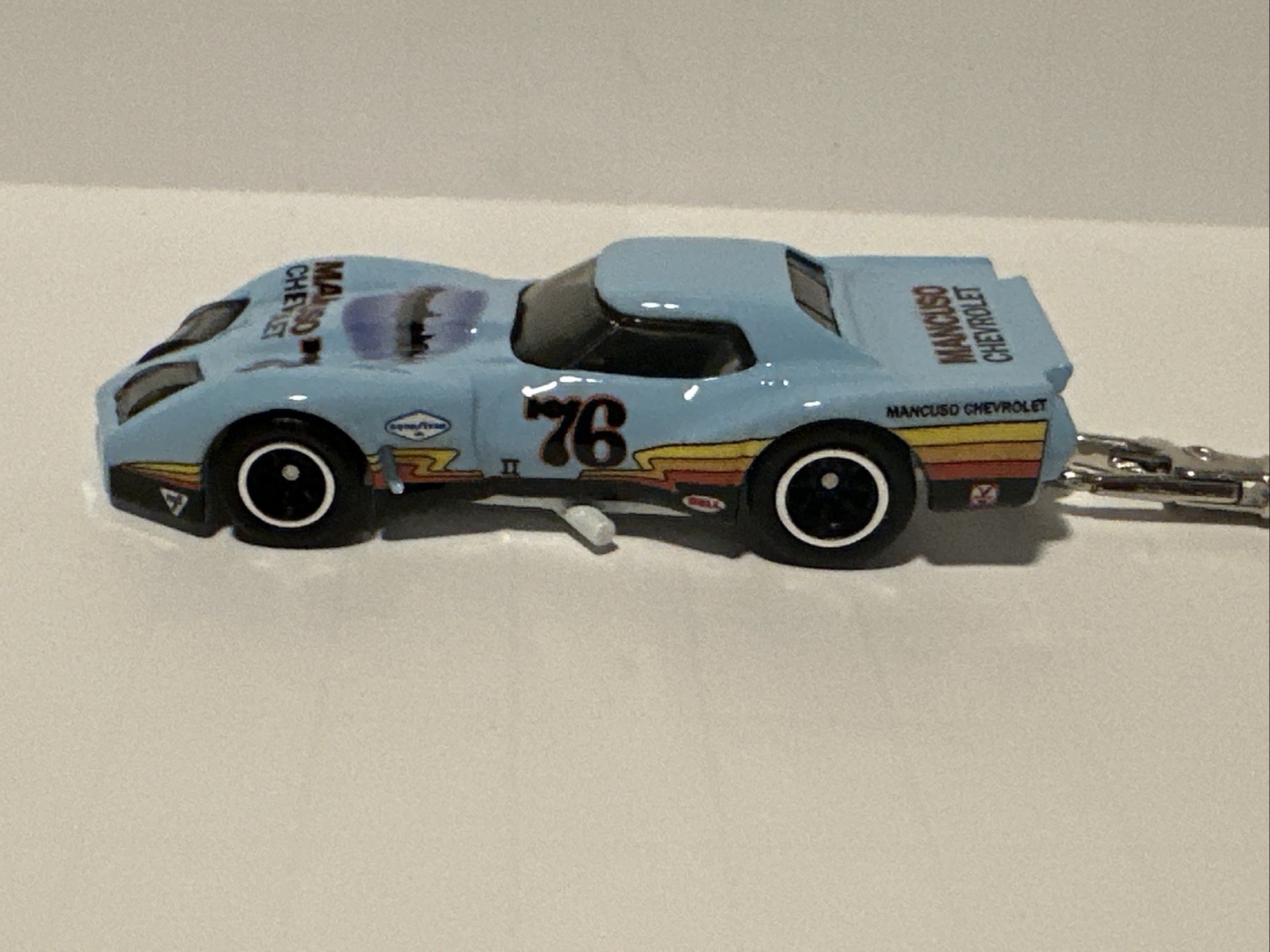 1976 Greenwood Corvette Mancuso Blue 1:64 Real.R Keychain Custom Limited Edition