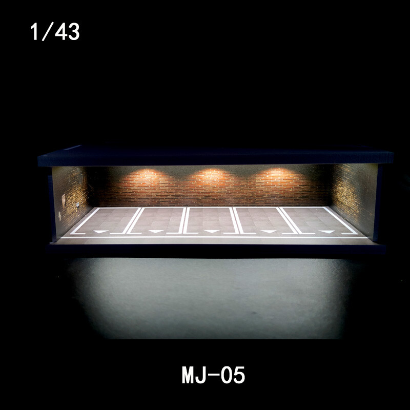 1/43 Diorama Garage Model LED Lighting City Car Parking Lot Scene Display Model