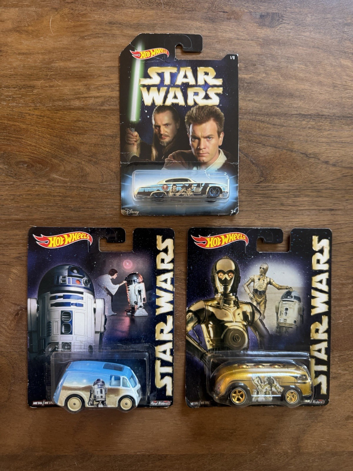 Hot Wheels Star Wars Lot of 3 Real Riders Premium Die Cast Cars Sealed