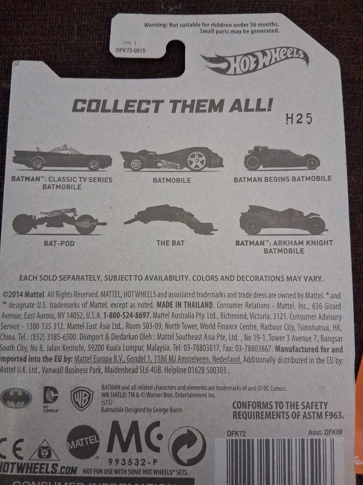 2014 2- 2013 The Dark Knight Batman Hot Wheels 2- Batmobiles Also Hot Wheels