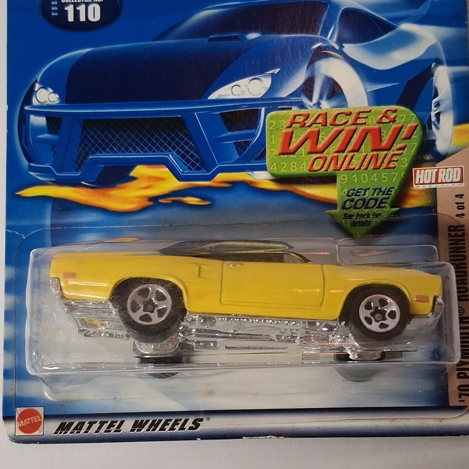 Hot Wheels 1:64 ’70 Plymouth Roadrunner Hot Rod Series Diecast Car Yellow 1970