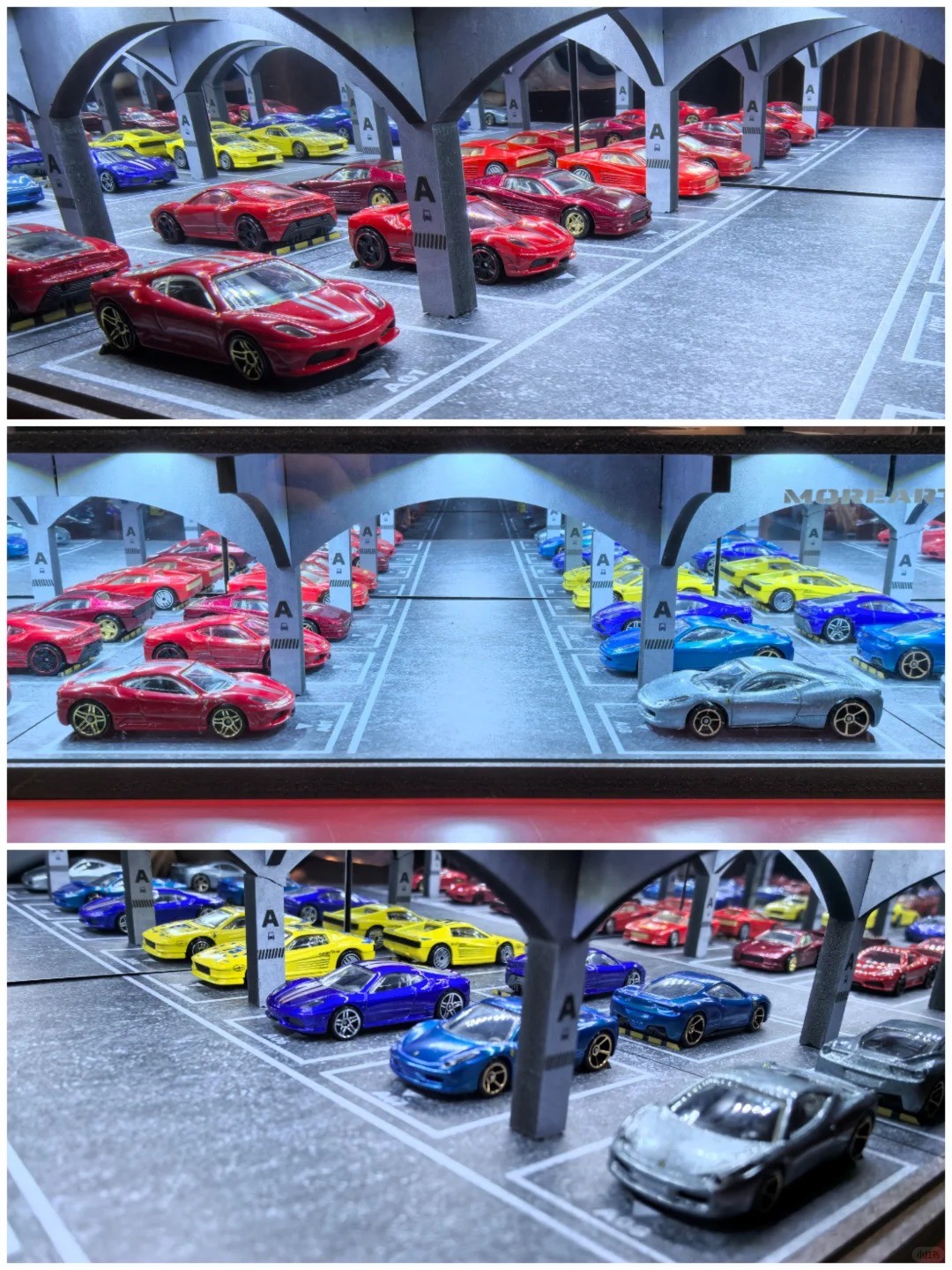 Diorama 1/64 Diecast Garage Model LED Underground Parking Lot Display Case Gift