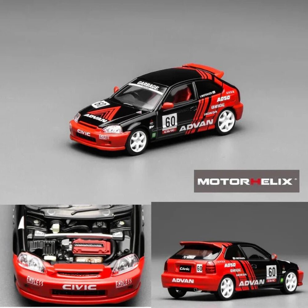 Motorhelix 1/64 Honda Civic Type R (EK9) Red-Black Livery