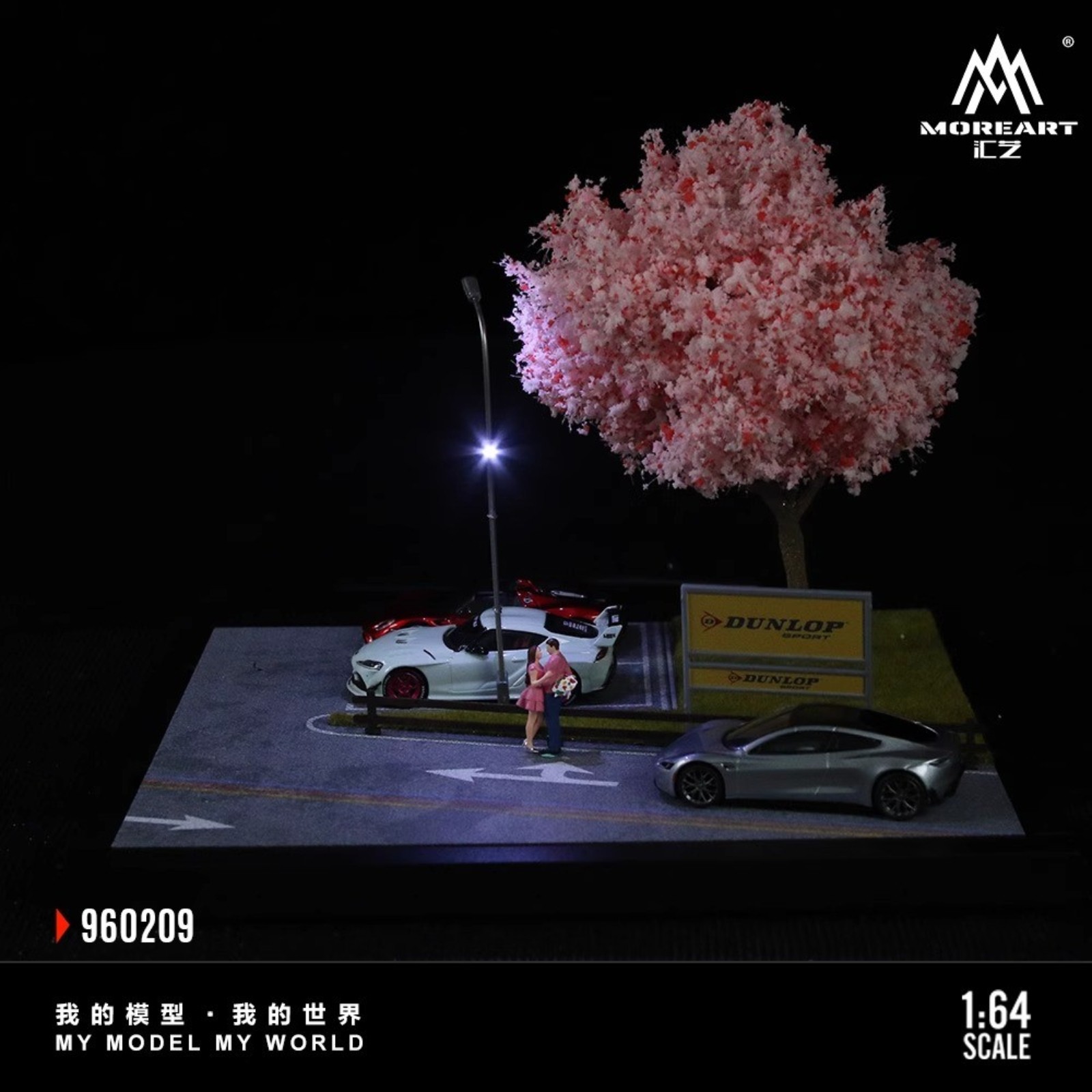 1/64 Diorama Garage Scene Building LED Light Display Parking Lot scene Model US