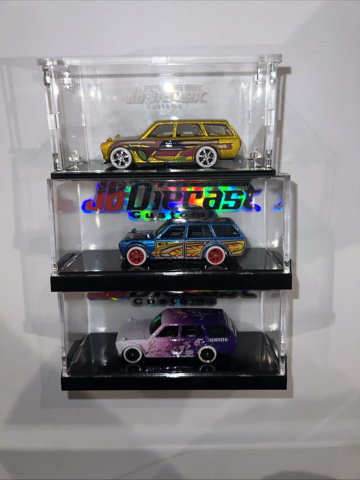 Lot Of 3 Custom 1971 Datsun 510 Wagon JB Diecast Customs Hotwheels See Pics!