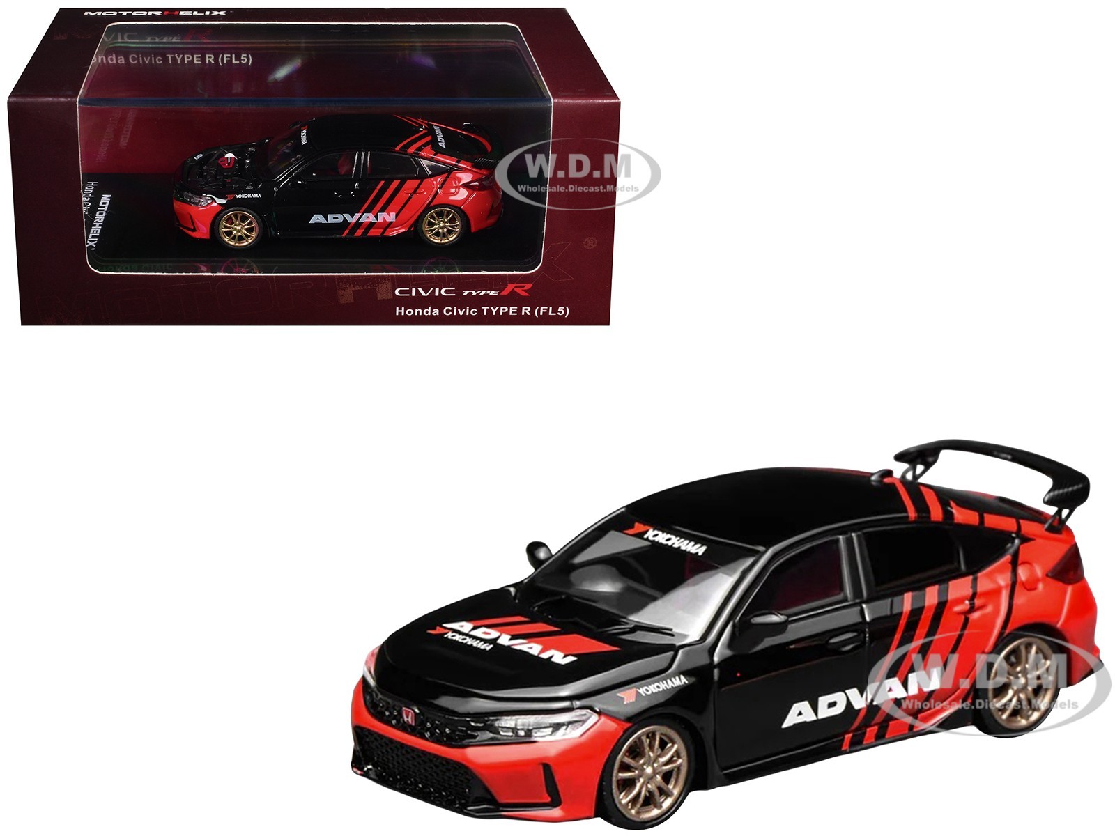HONDA CIVIC TYPE R (FL5) RHD “ADVAN” 1/64 DIECAST MODEL BY MOTORHELIX M65341