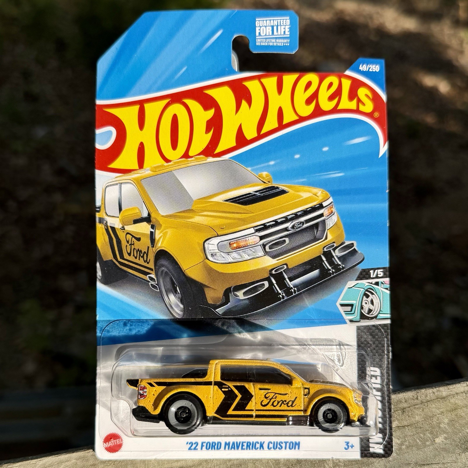 2025 Hot Wheels 2022 Yellow Ford Maverick Custom Roush Saleen Race Truck Ranger