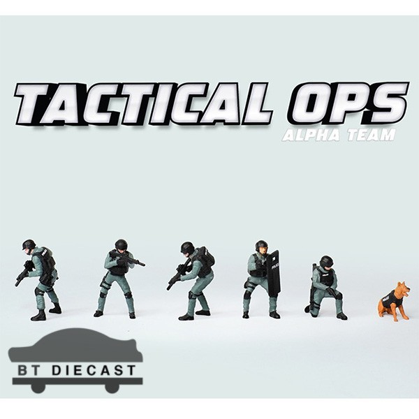 AMERICAN DIORAMA 1/64 DIECAST FIGURES SET TACTICAL OPS POLICE ALPHA TEAM AD-2440