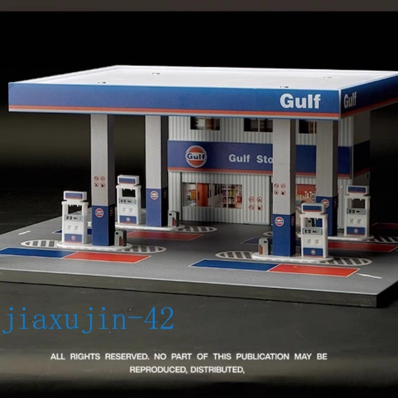 1/64 Diorama City Gas Station Model Car Garage LED Lighting Scene Display Model