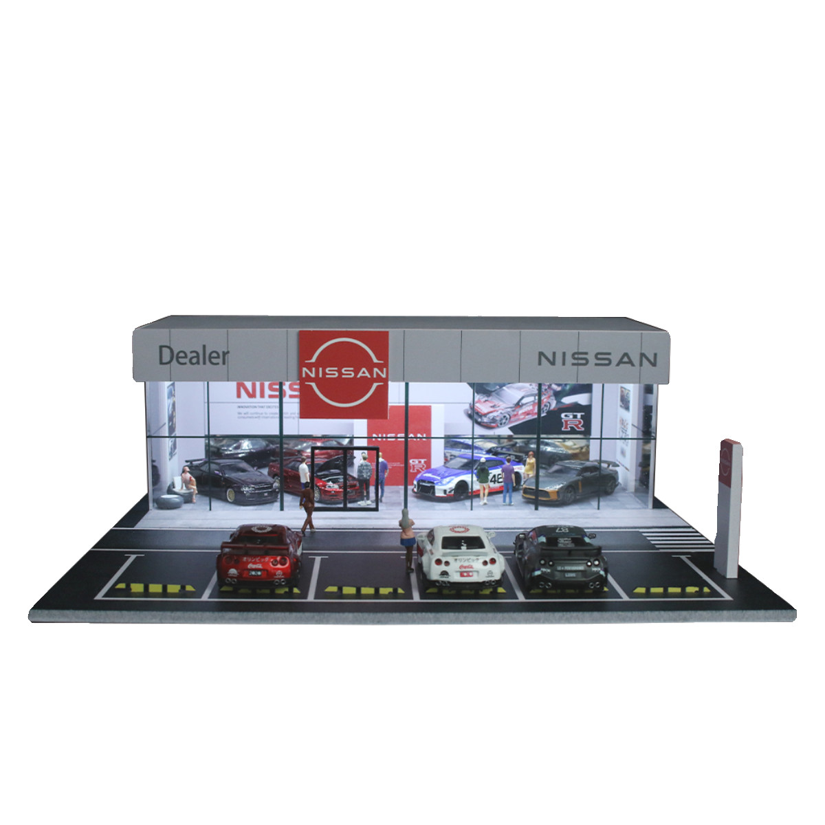 1/64 Diorama Car Showroom Model LED Lighting City Car Garage Scene Display Model