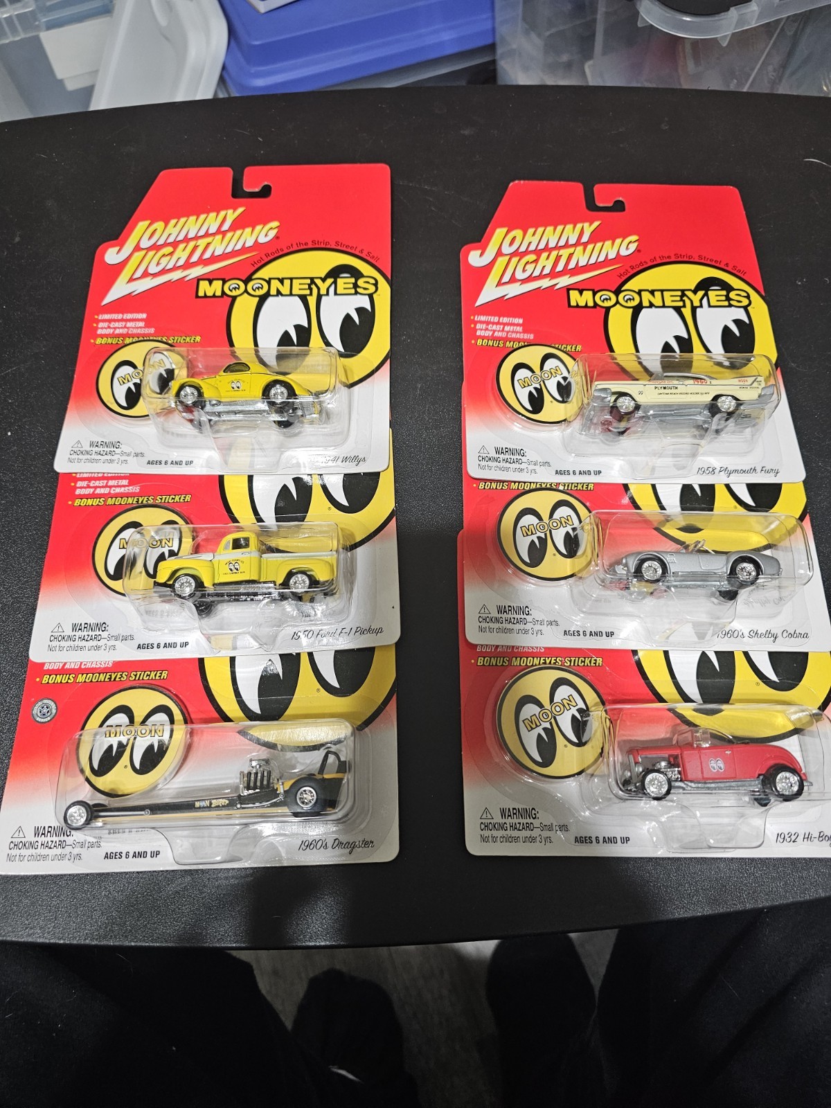 2002 Lot 6 Johnny Lightning MoonEyes Willys Dragster Fury Hi-Boy Shelby F-100