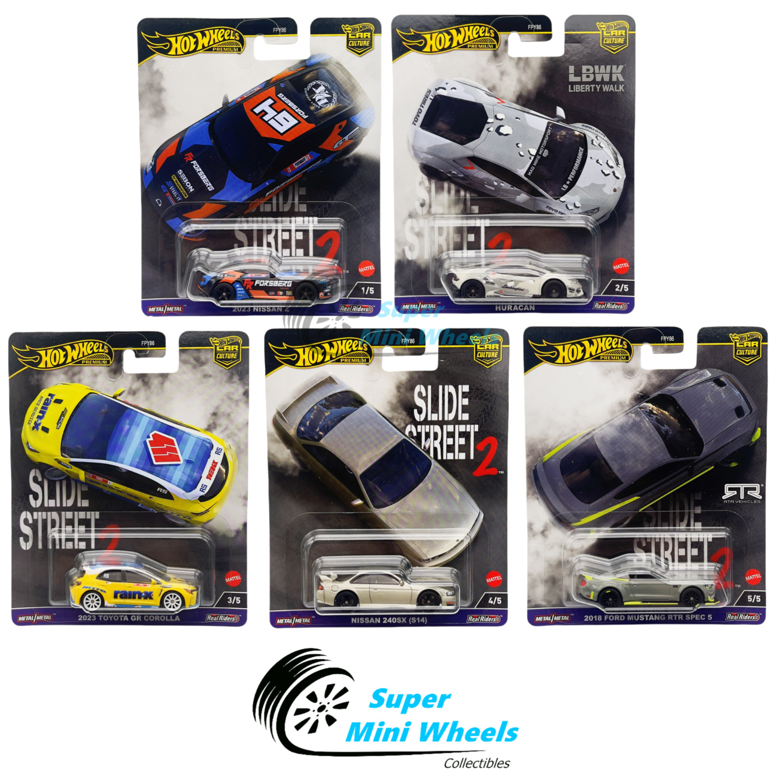 Hot Wheels Premium 2024 Car Culture H Case – Slide Street 2 – 5 Cars Set