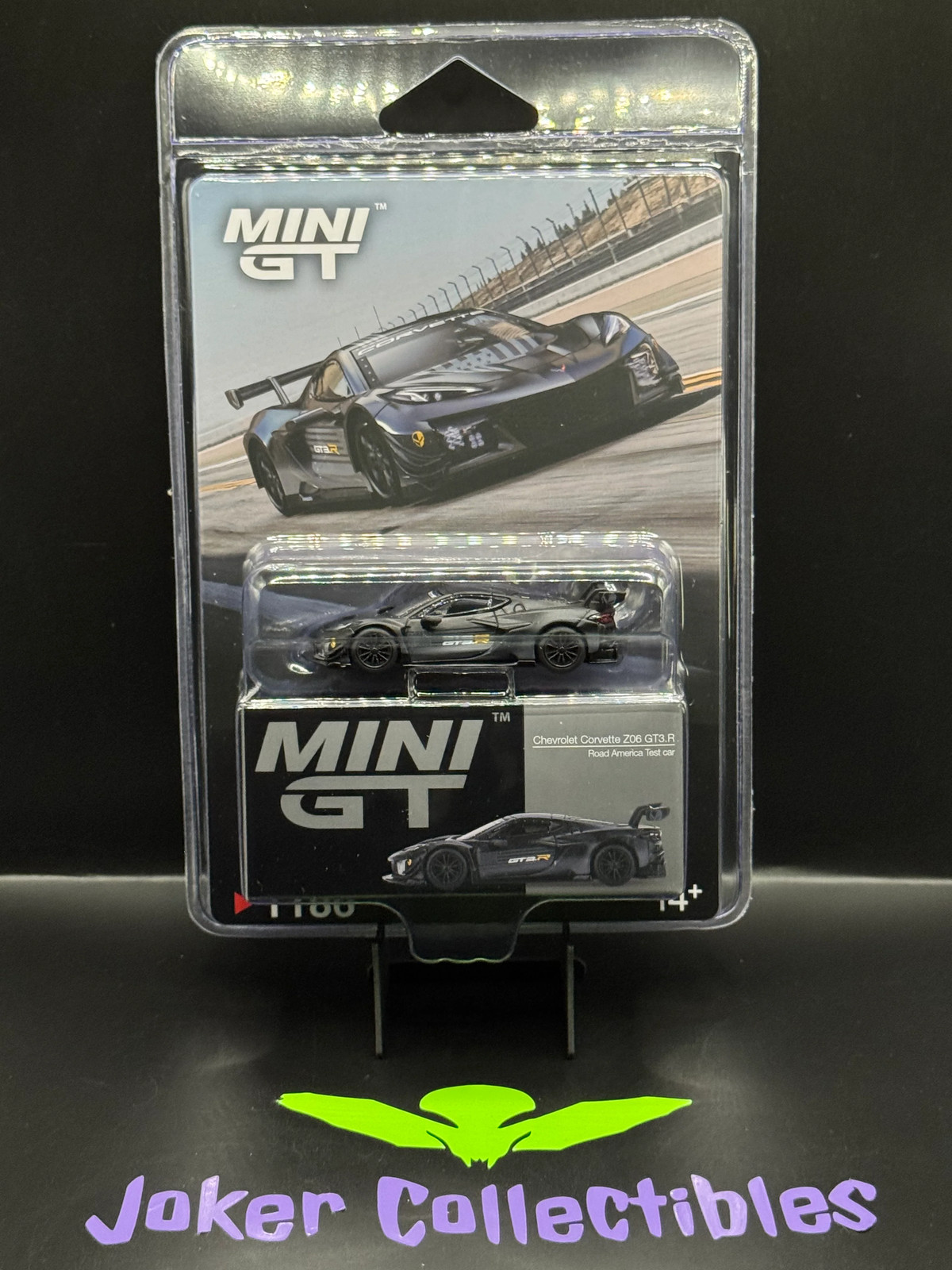 Mini GT #1186 Chevrolet Corvette Z06 GT3.R Road America Test Car Black