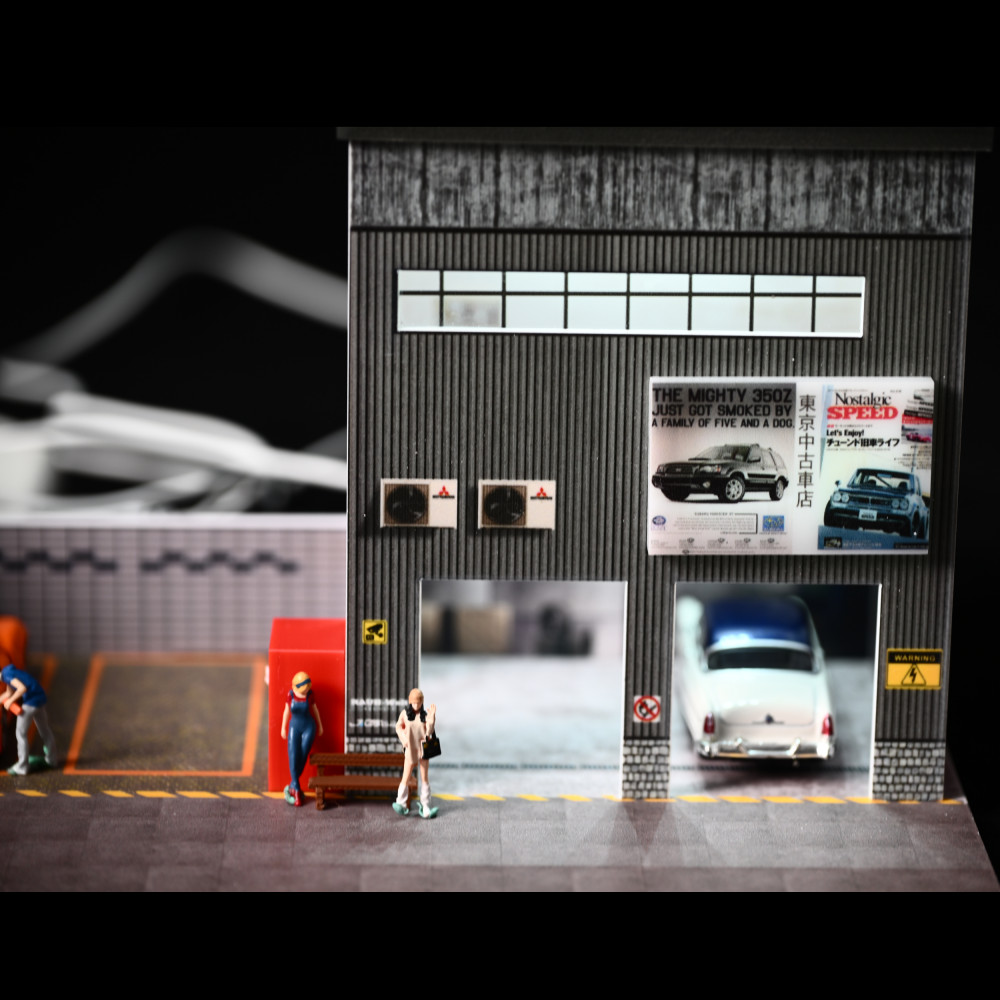 Diorama 1/64 Car Garage Model LED Lighting Car Repair Workshop Scene Model Gift