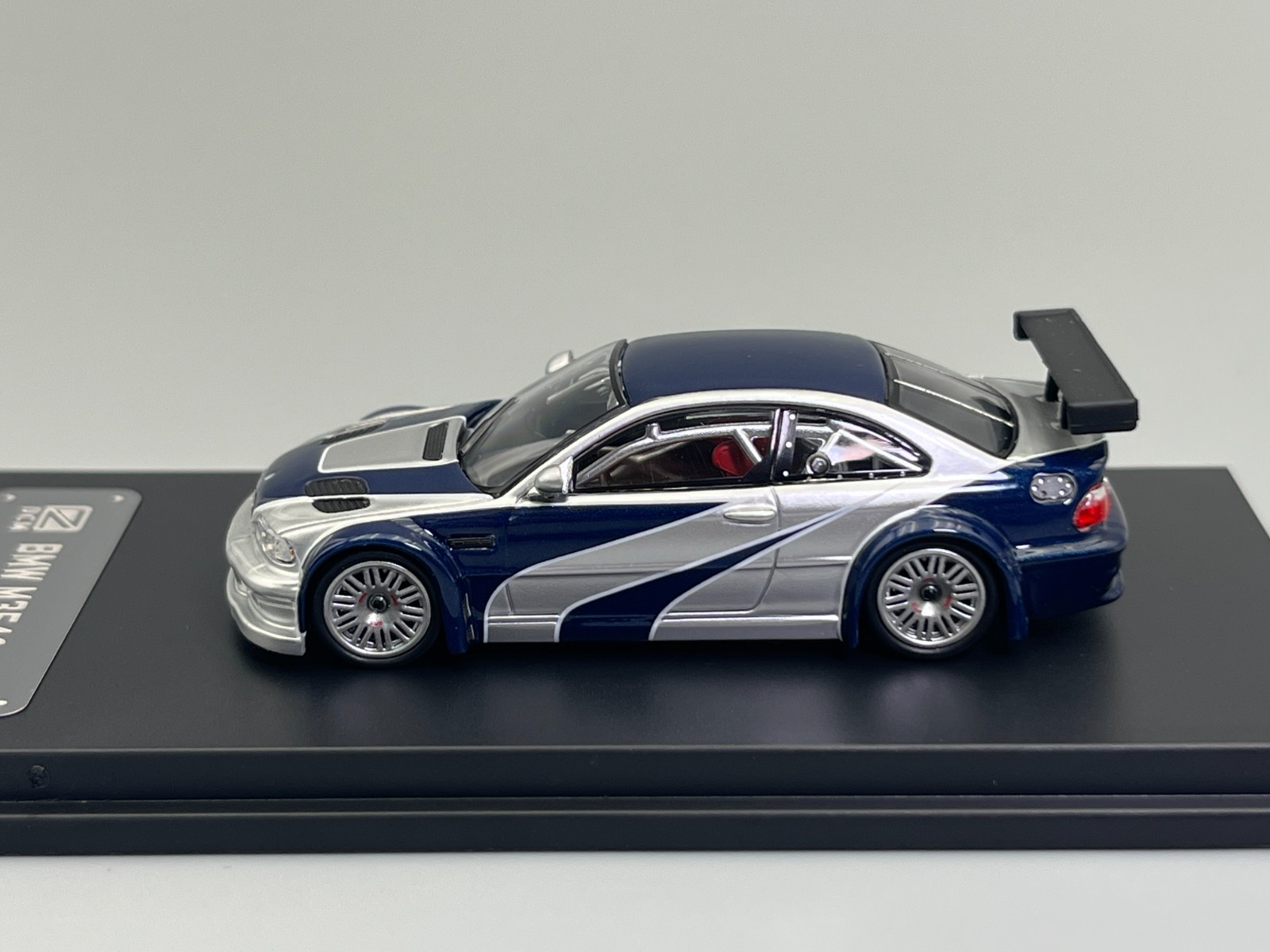 BMW E46 M3 GTR Need for Speed Most Wanted DCM Model 1/64 scale with display case