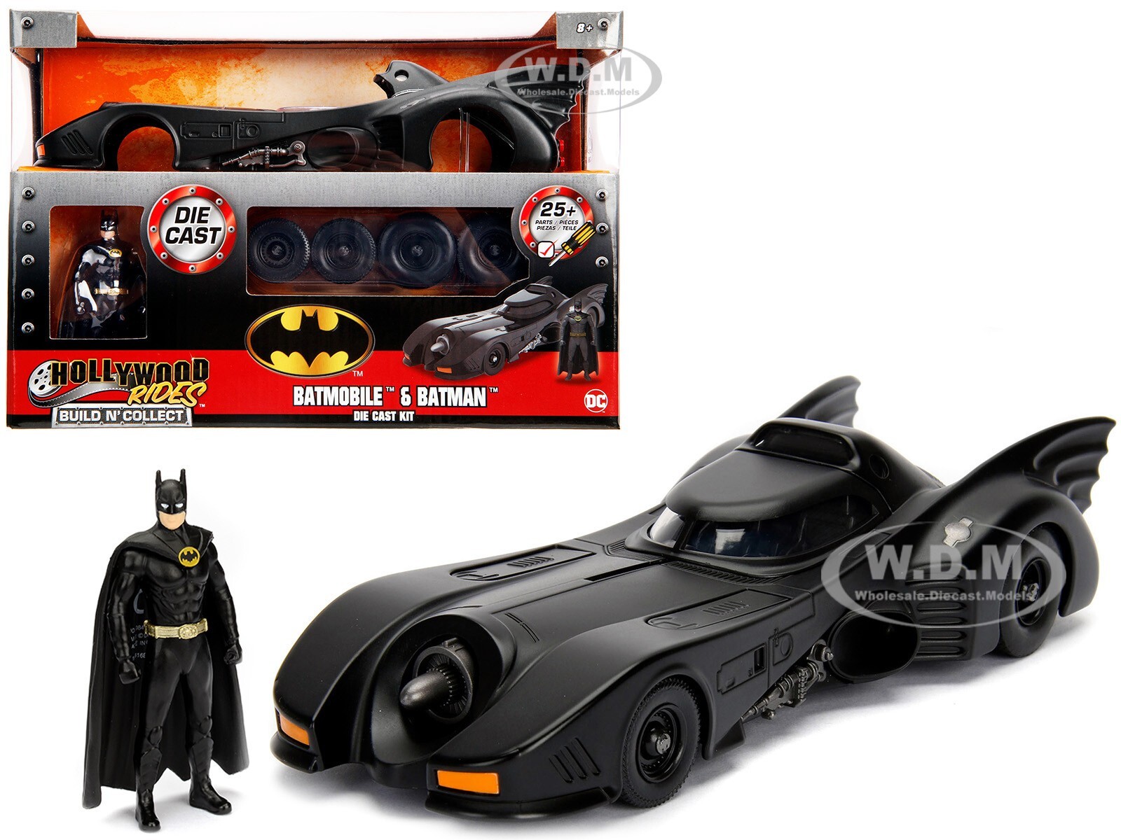 MODEL KIT BATMOBILE & BATMAN FIGURE (1989 MOVIE) 1/24 DIECAST MODEL JADA 30874