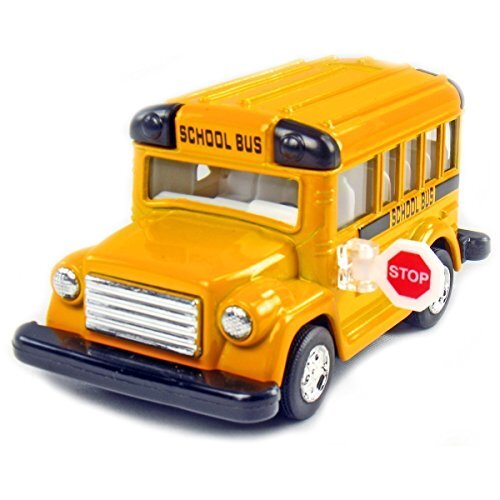 KiNSMART 4″ Die Cast Metal Short School Bus with Pullback Action