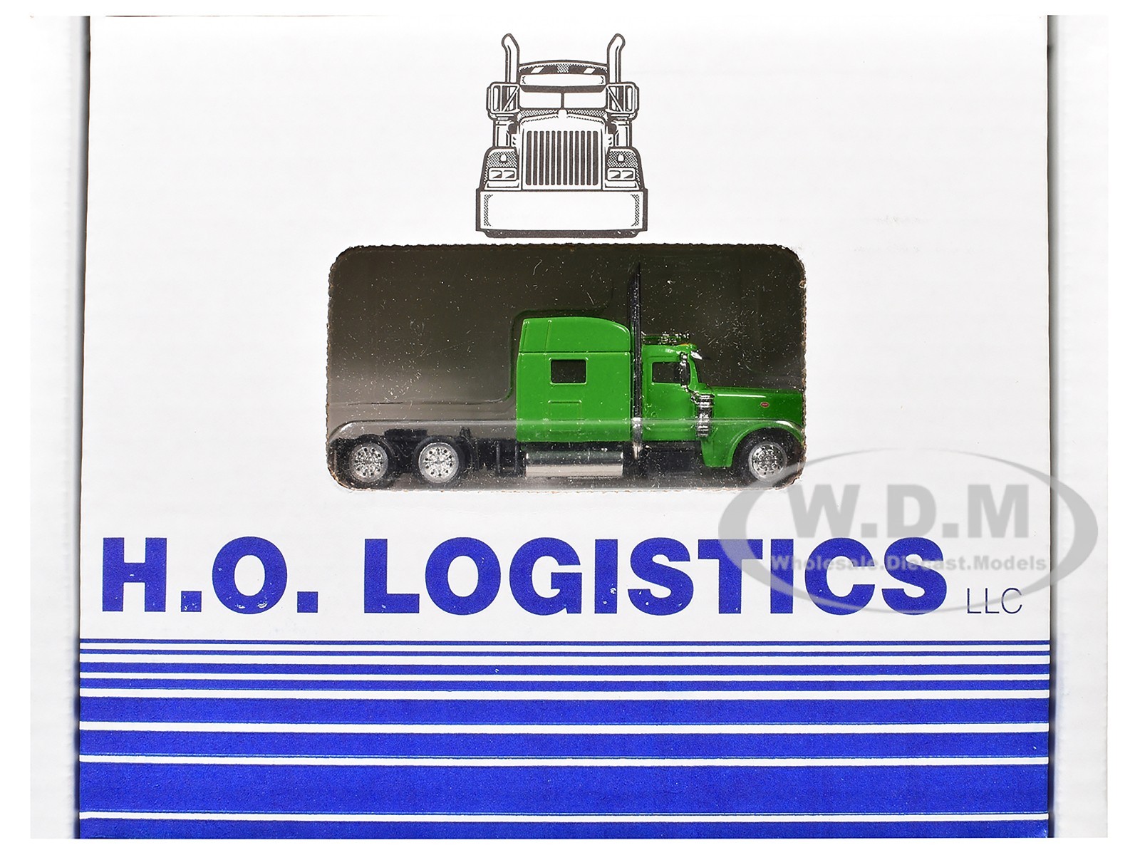 PETERBILT 389 TRUCK W/LOW BOY TRAILER LIME GREEN 1/87 HO LOGISTICS HL-38904-489