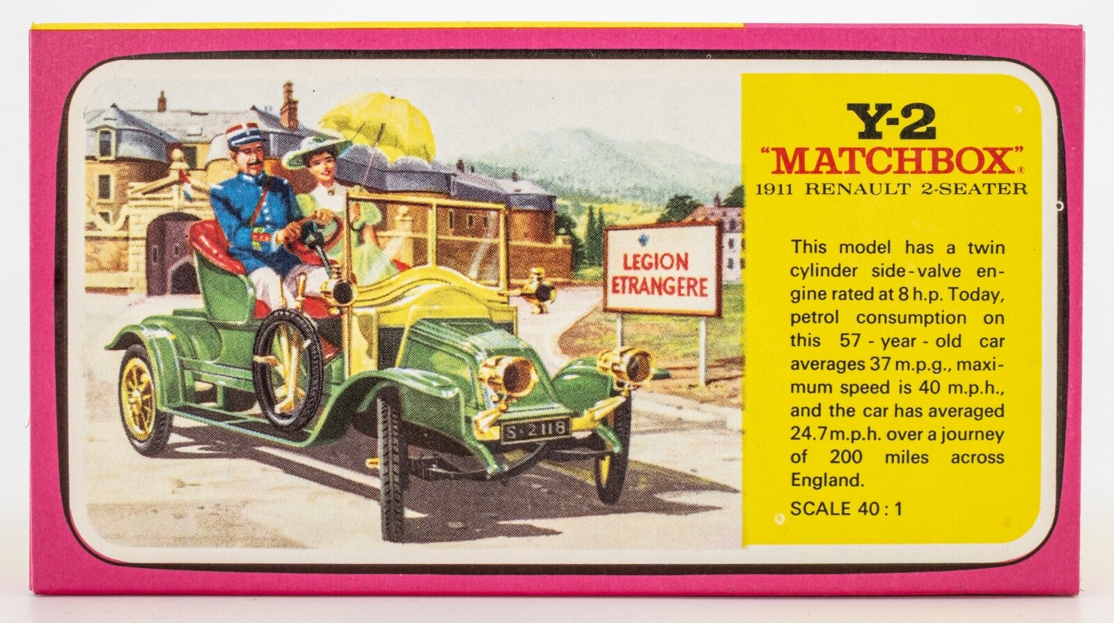 Matchbox Models of Yesteryear Y-2B 1911 Renault 2-Seater GREEN | E-TYPE BOX |NOS