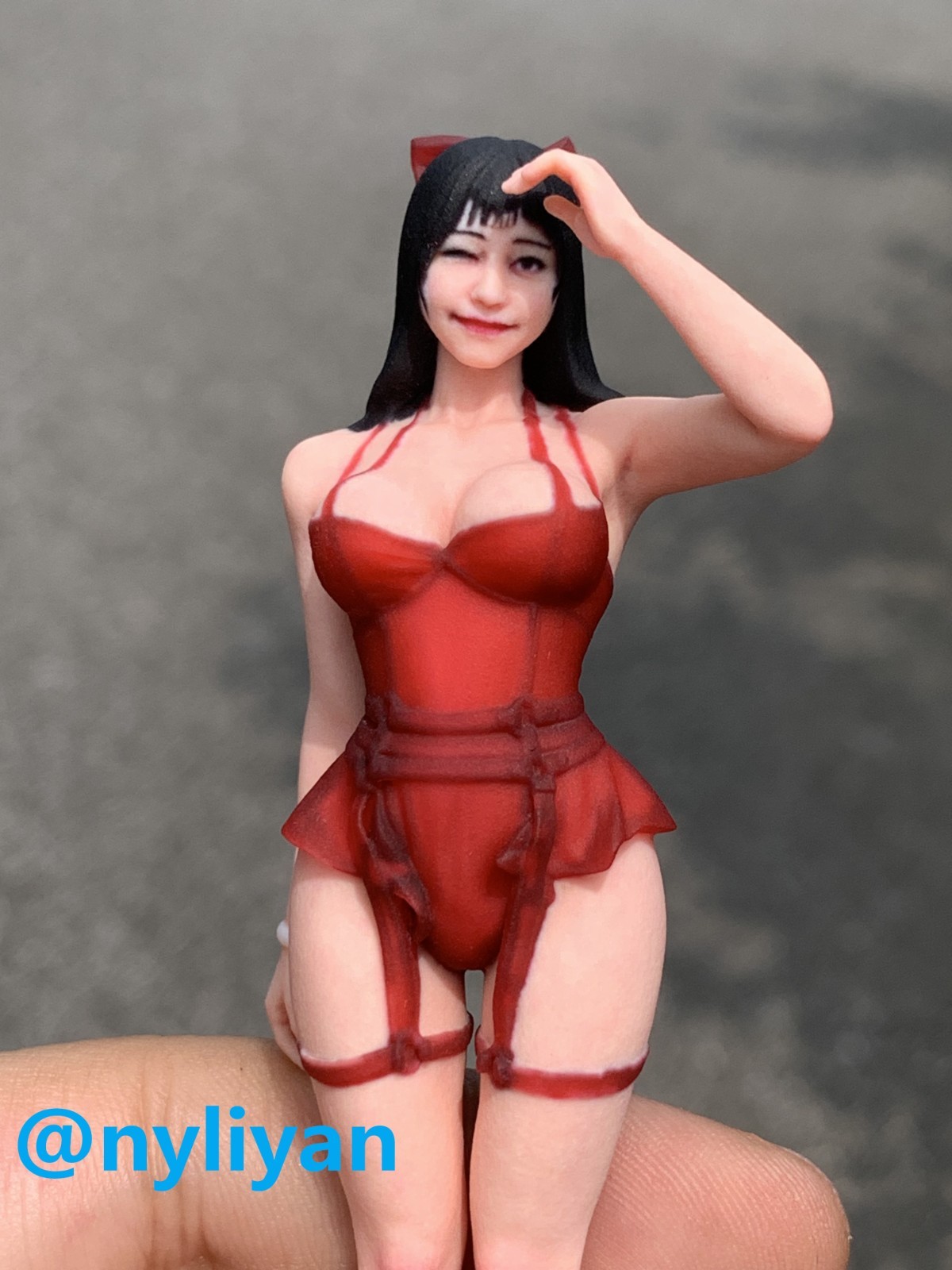1/12 1/16 1/18 Miniature Smile Red Skirt Beauty Girl Scene Props Figure For Cars
