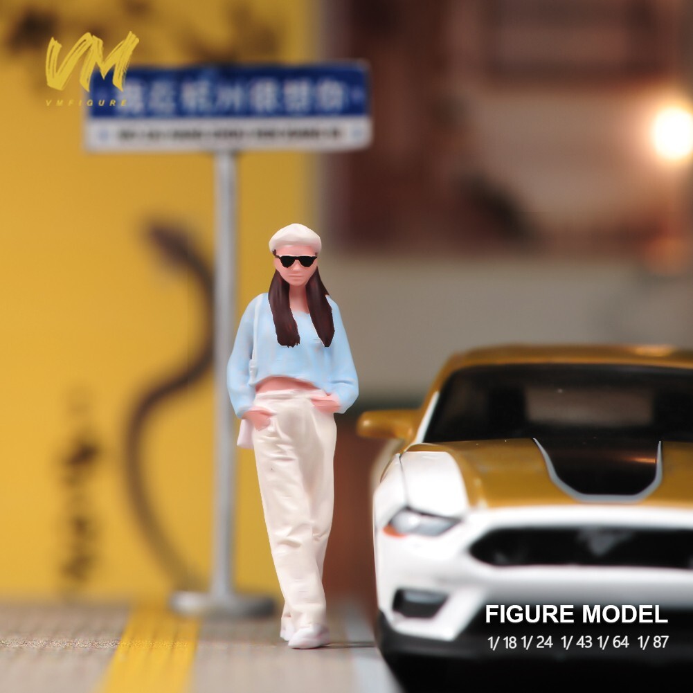 Resin 1/18 1/24 1/43 1/64 1/87 White Beret Girl painted Mini Figure Model Toys