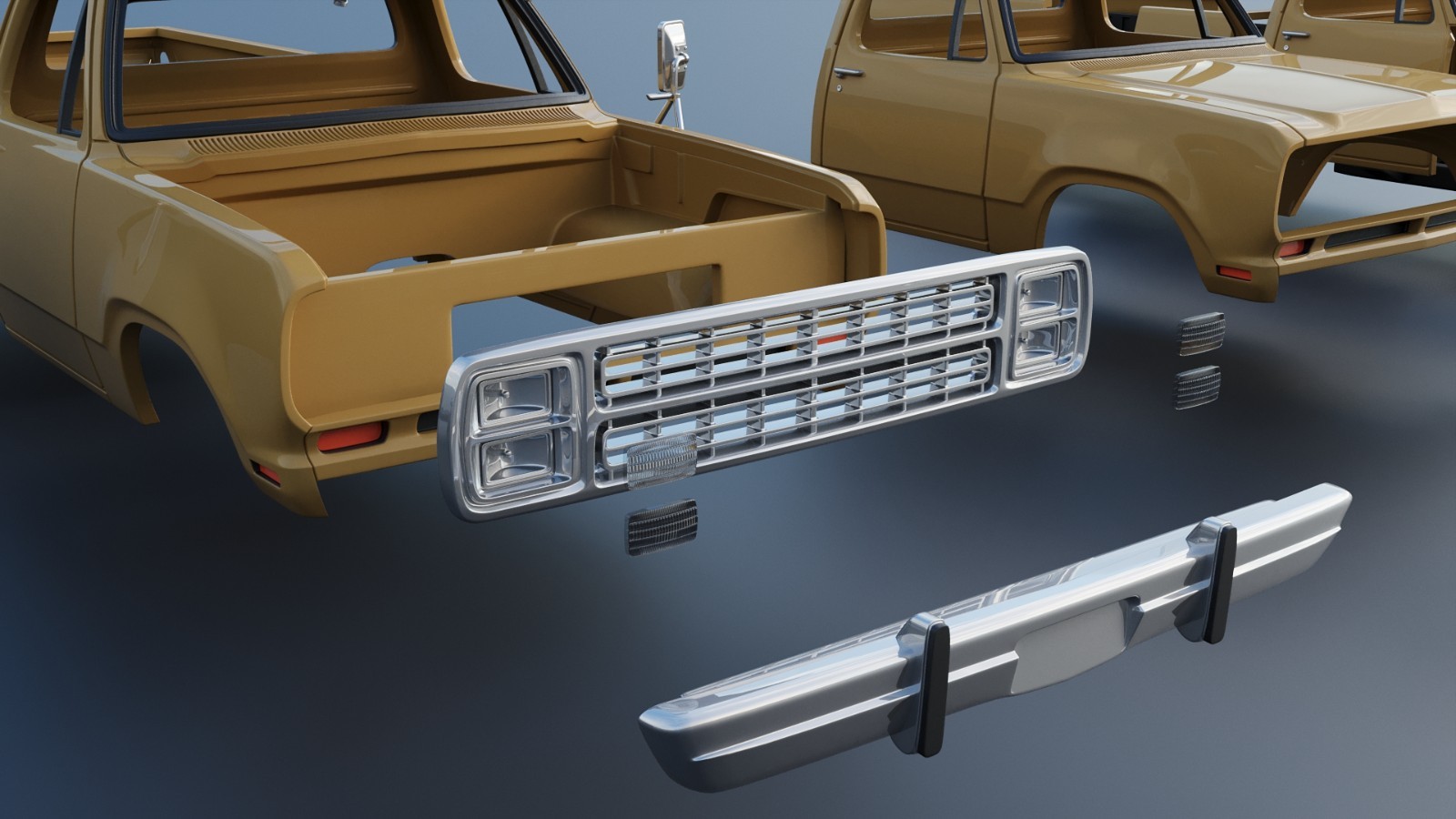 3d printed Dodge Power Wagon W150 1979 model car collectible replica