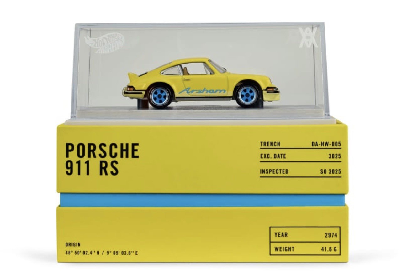 Hot Wheels Daniel Arsham 1973 PORSCHE 911 RSA Yellow 1:64 Mattel Creations JGK64
