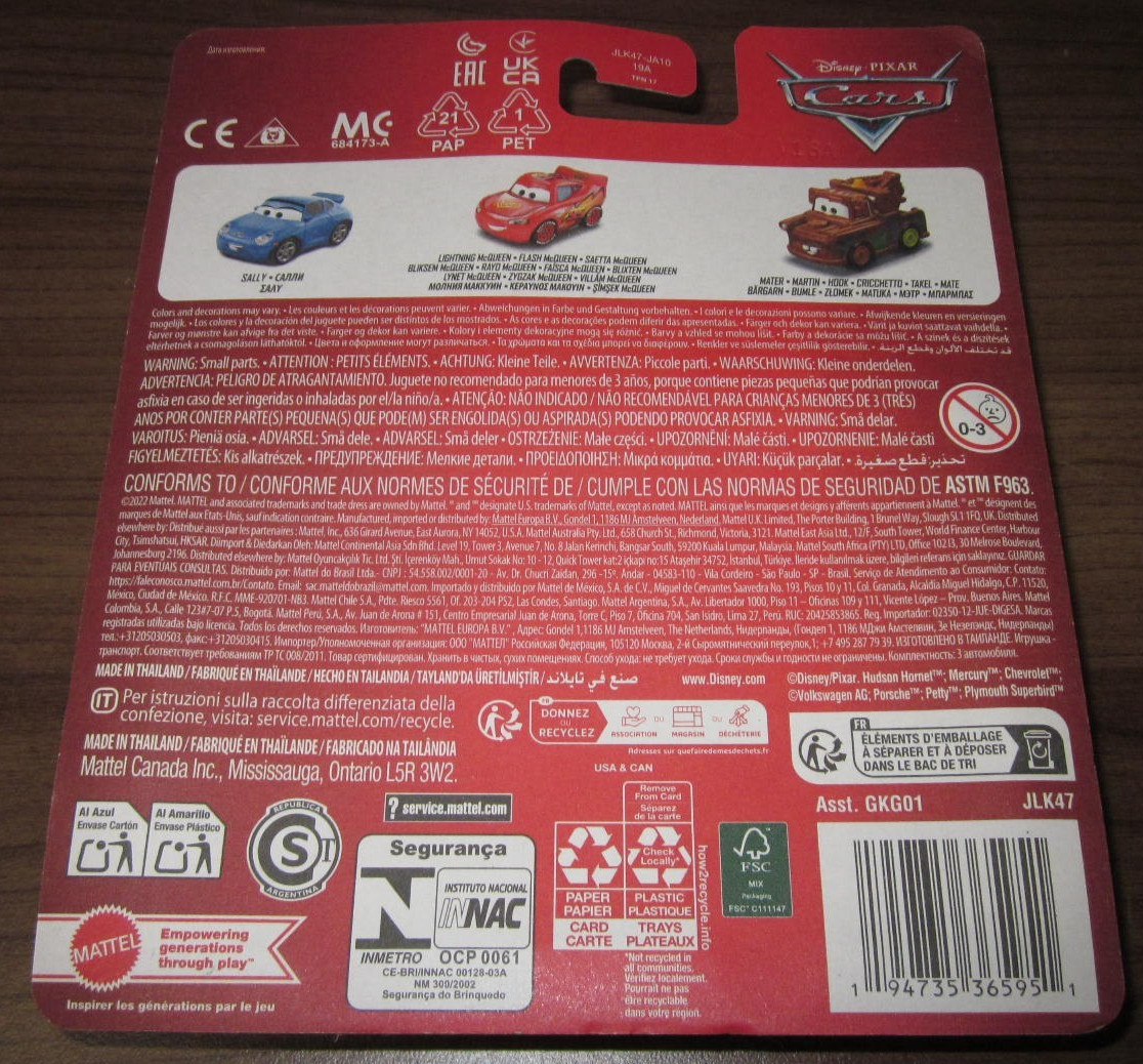 Disney Pixar Cars 2022 Mini Racers 3 Pack ~ Sally, Lightning McQueen, Mater