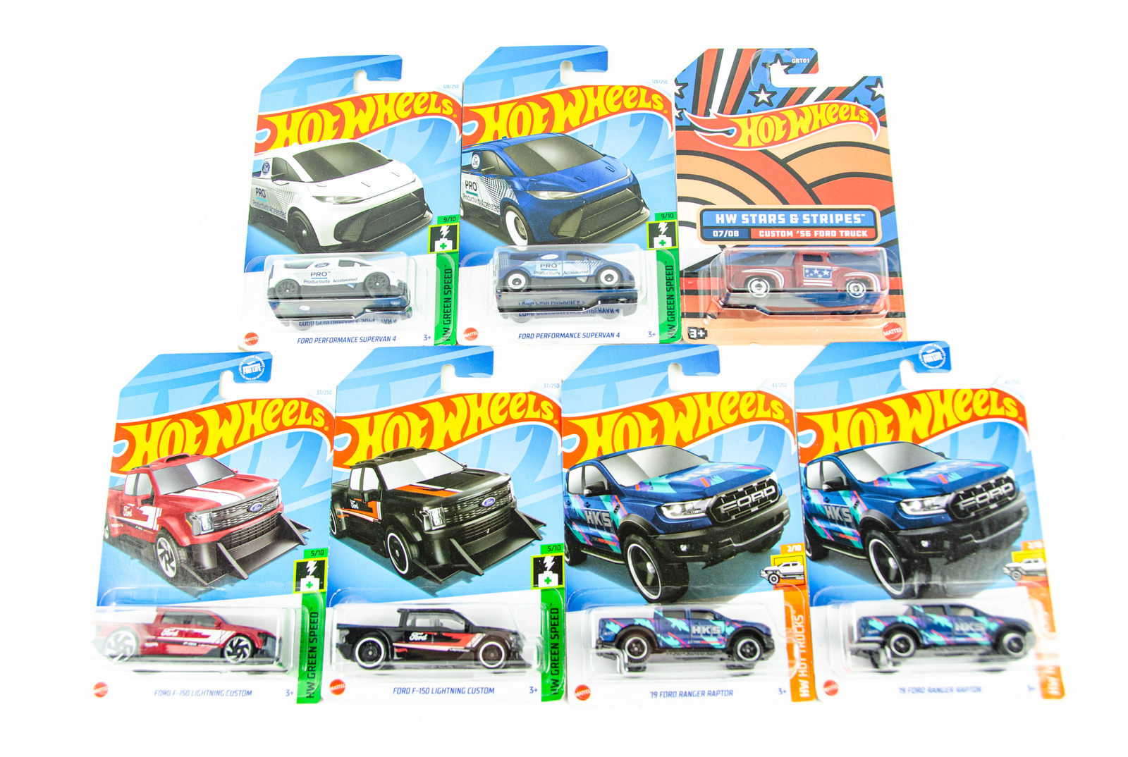 Hot Wheels Ford Ranger Raptor Lot of 7 56 Ford F-150 Lightning Custom Supervan