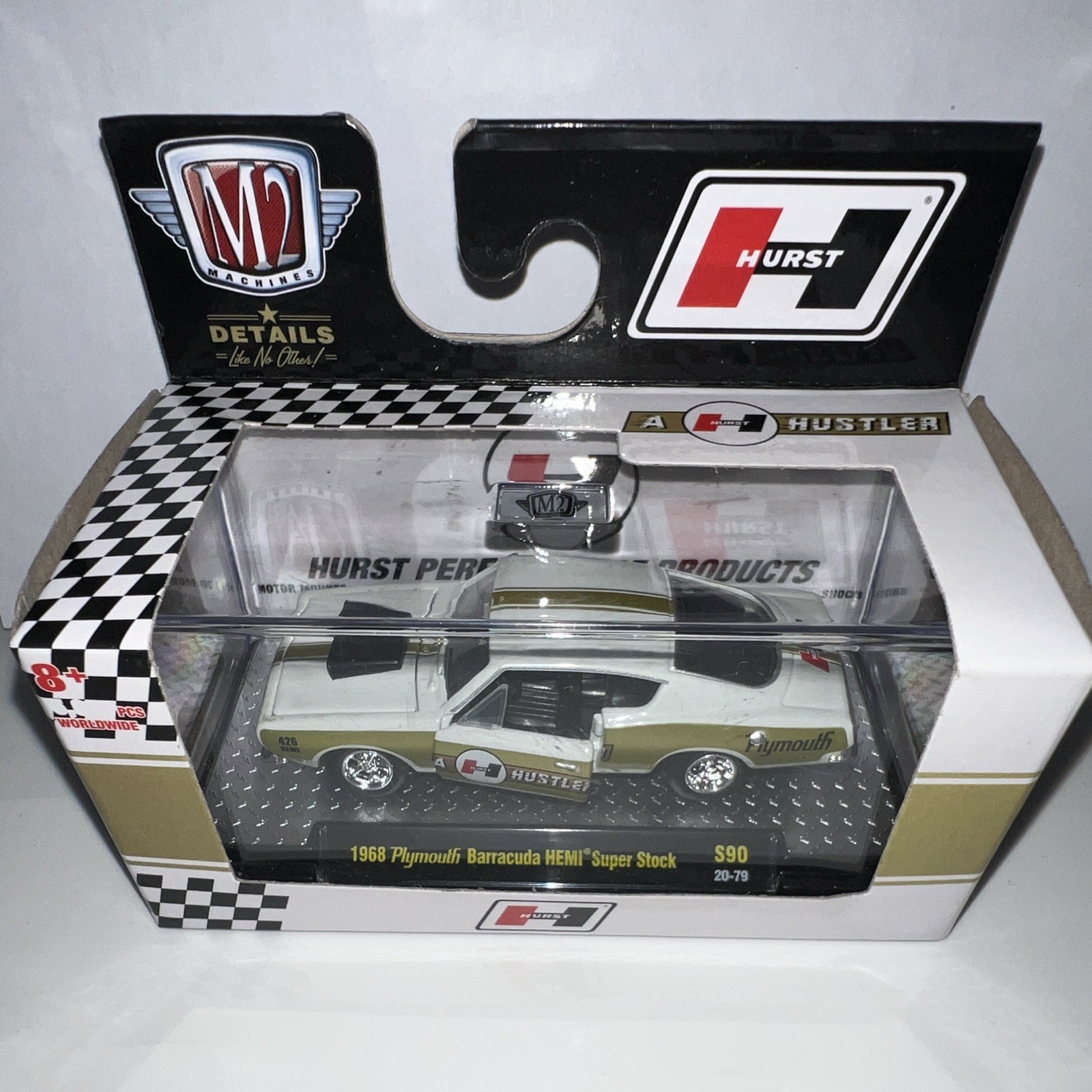 M2 Machines O’reilly Hurst 1:64 1968 Plymouth Barracuda HEMI Super Stock S90