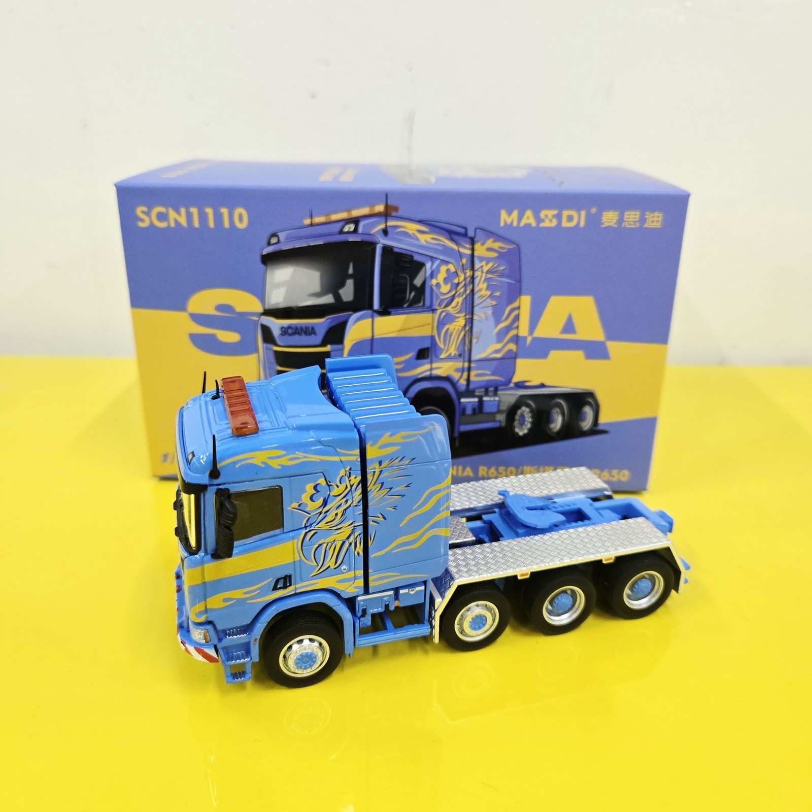 MASDI 1:64 Scania R650 Tractor 8-Axle Lowboy Trailer Truck Combo Variations