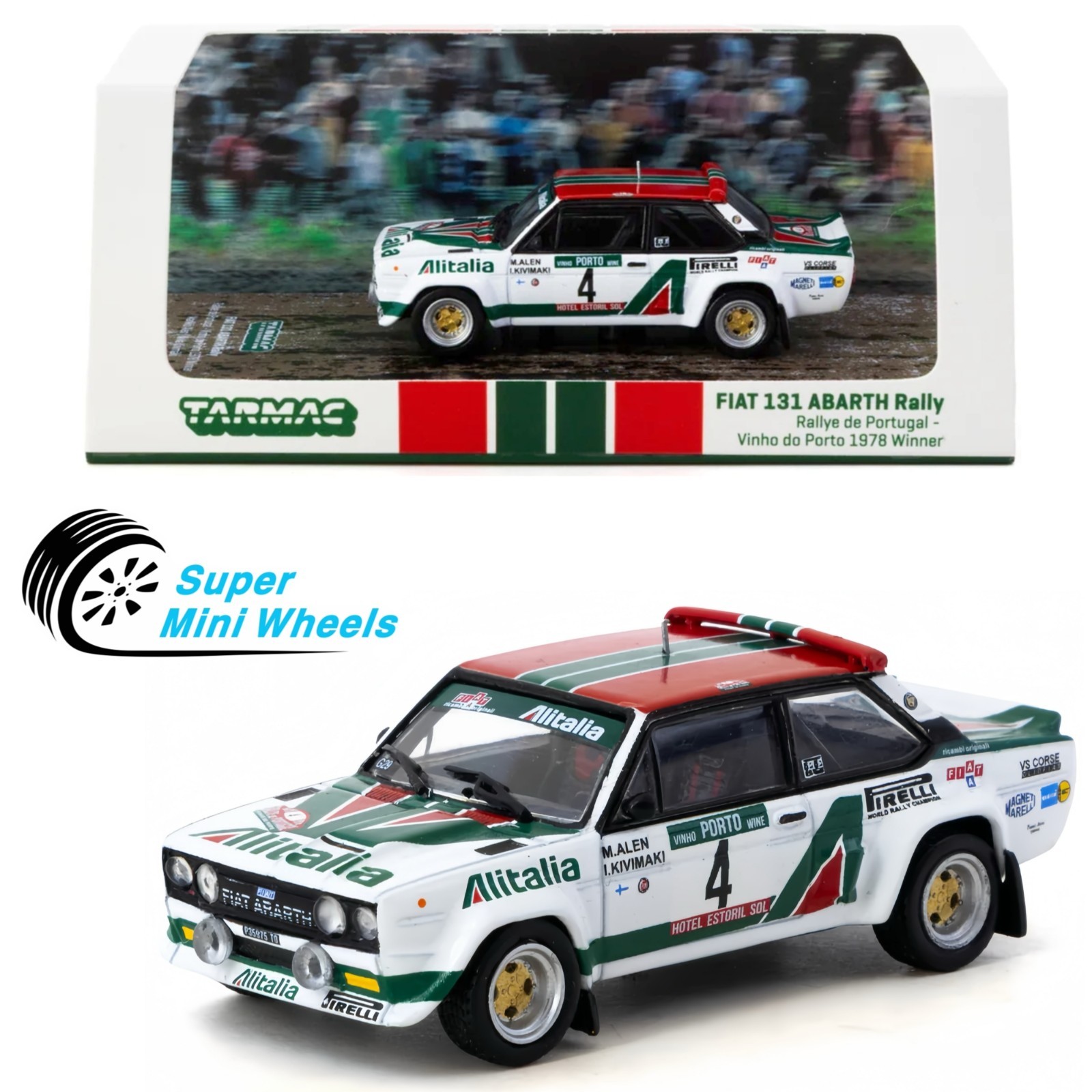 Tarmac Works 1:64 FIAT 131 ABARTH Rally Rallye de Portugal Vinho do Porto Winner