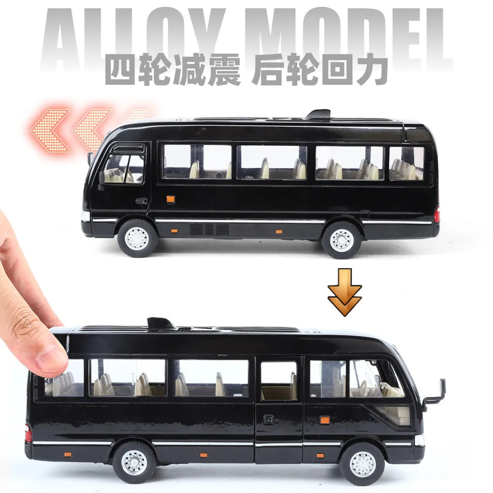 1:24 Toyota Coaster Shuttle Bus Alloy Diecast Model High Simulation Collectible
