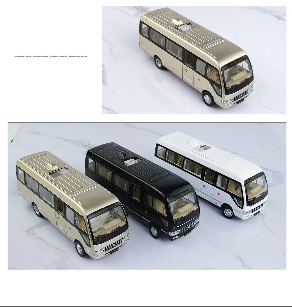 1:24 Toyota Coaster BUS Alloy Diecast Car Model Sound Light Kid’s Toy Birthday